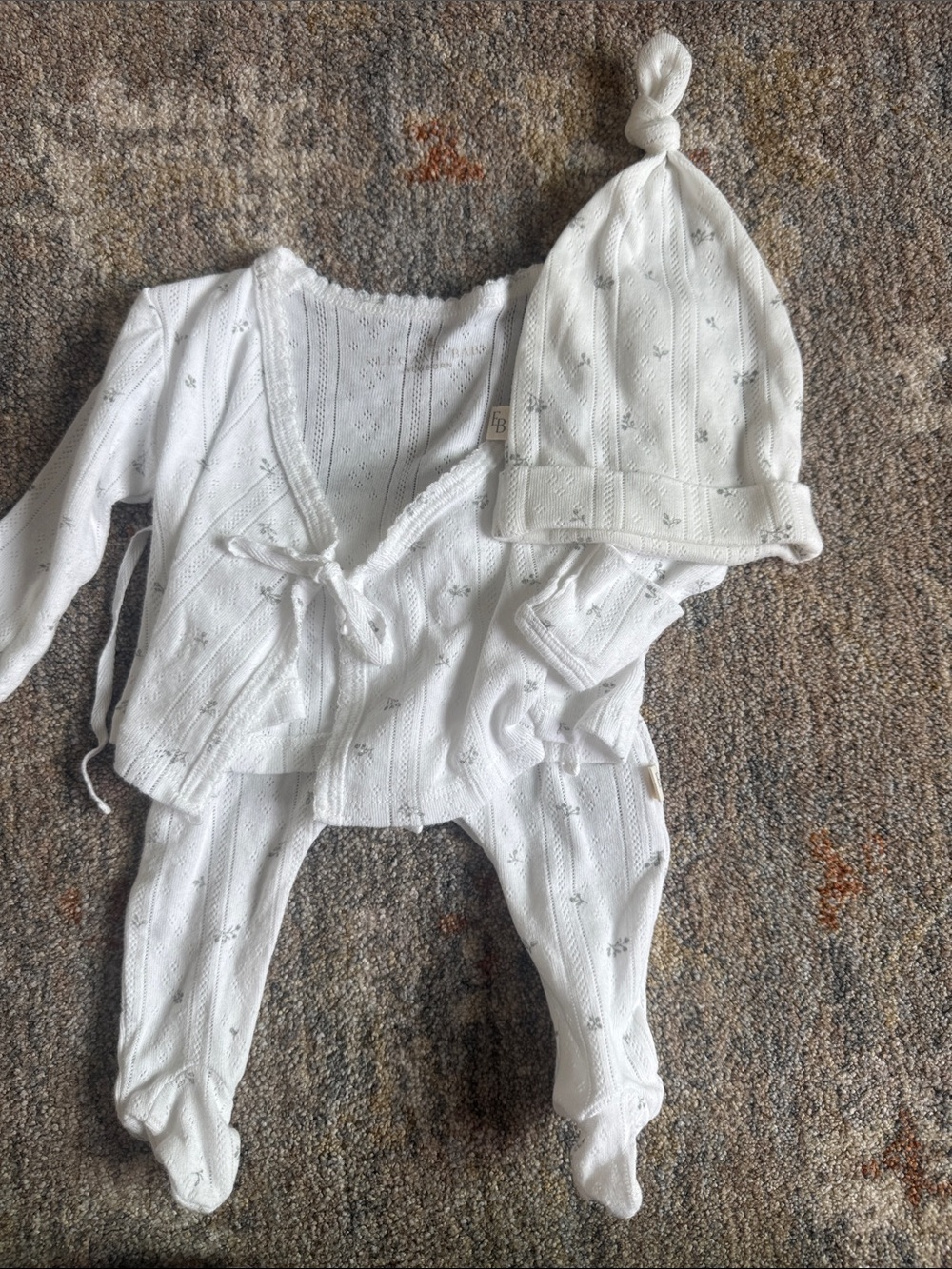 Elegant Baby White Knit Baby Footie Set with Hat